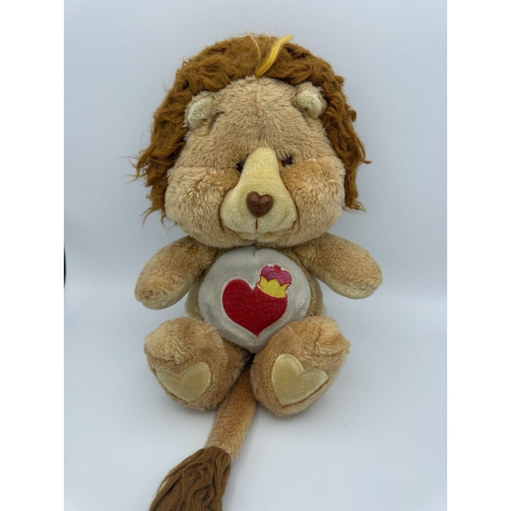 Vtg Care Bears Brave Heart Lion Plush Doll Care Bear Cousins Heart Crown 1984